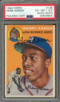 1954 Topps #128 Hank Aaron Signed Rookie Card – PSA EX-MT+ 6.5, PSA/DNA Authentic – Tied as PSA’s Highest-Graded, Signed Example!